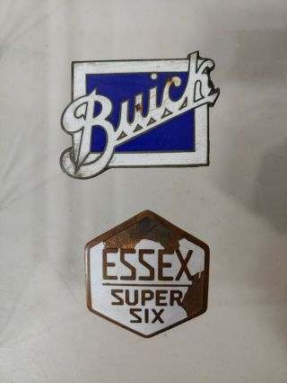 Vintage Rare 1920’s Essex Six & Buick Porcelain Radiator Emblem Badges