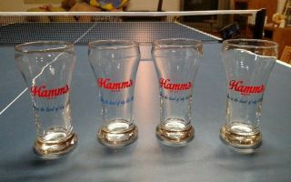 Set 4 Vintage Hamm’s Beer Pilsner Glasses Hamms Rare