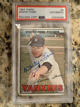 1967 Topps 5 Whitey Ford Signed Psa Dna Certified Autograph Rare Yankees Auto