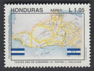 Honduras Litopack 93 Justice Flag Map Rare Inverted Center Error Variety