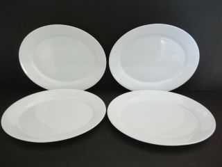 Corning Corelle Winter Frost White Set Of 4 Oval Plates 9 1/2 " X 8 " Very Rare