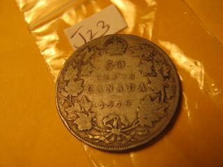 Canada Rare 1919 50 Cent Silver Coin Id J23.