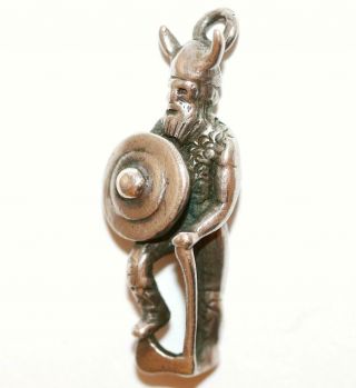 Rare Viking Warrior,  Battle Axe & Shield Sterling Silver Vintage Bracelet Charm