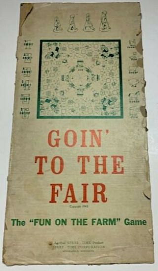 Rare Antique Goin’ To The Fair Board Game – 1943