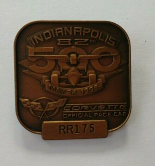 Rare 1998 Indianapolis 500 Pit Pass Pin/badge Corvette Pace Car 82nd Rr 175