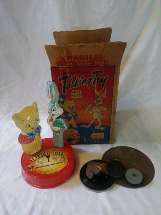 Rare 1949 Tin Porky Pig Bugs Bunny Wind Up Talking Toy Restore