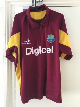 West Indies M Cricket Shirt Woodworm Digicel Vintage / Retro / Rare Medium