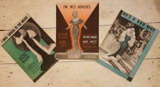 Set Of 3 Mae West Sheet Music,  Rare He 