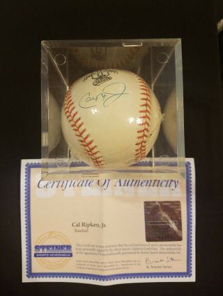 Steiner Cal Ripken Jr Autograph Baseball Auto Rare W/case Ironman 8 Orioles