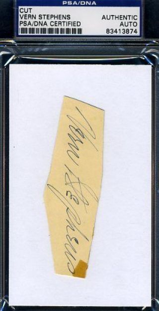 Vern Stephens Rare D.  68 Signed Psa/dna Cert 3x5 Index Cut Authentic Autograph