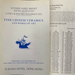 Sotheby’s Chinese Ceramics Hong Kong 11/26/1980 Out Of Print And Rare