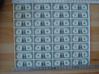 Uncut Sheet United States (32) $1 Bills - Rare