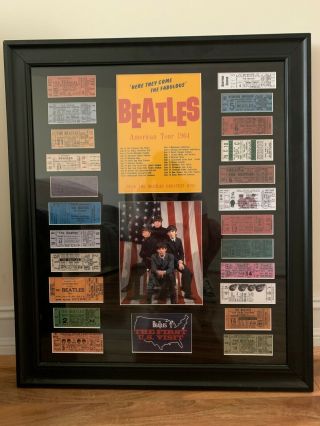 Rare Collectible The Beatles American Tour 1964 Ticket Collage