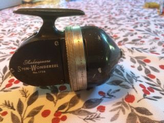 Rare Shakespeare Spin - Wondereel 1756 Buttonless Fishing Reel Made In U.  S.  A.