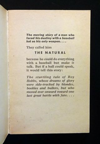 1952 THE NATURAL by Bernard Malamud,  1st Dell Paperback,  Baseball,  VG,  RARE 8
