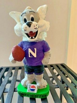 Northwestern Willie The Wildcat Football Bobble Head Mascot Rare