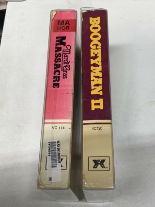 RARE HORROR VHS VCII Mardi Gras Massacre & Boogey Man II (2) 2