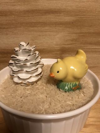 Nora Fleming Rare White Pine Cone - Retired & Chick. ,  Both Have Chips.