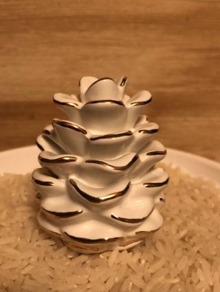 Nora Fleming Rare White Pine Cone - Retired & Chick. ,  both have chips. 3