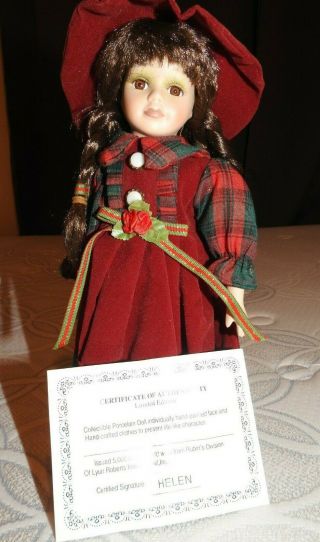 Collectible Porcelain Doll Limited Edition Helen Vintage Cute Brunette Rare 12in