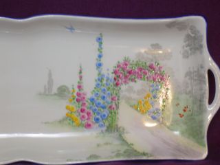 Shelley long SANDWICH TRAY QUEEN ANNE Art Deco ARCHWAY OF ROSES 11606 rare shape 5