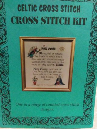 Celtic Cross Stitch Kit Hail Mary Very Rare Vintage