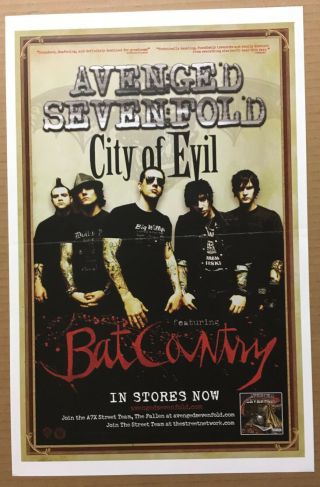 Avenged Sevenfold Rare 2005 Promo Poster For Evil Cd Usa Never Displayed