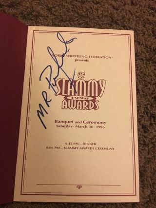 1996 WWF Slammy Awards program Autographed by Mr.  Perfect WWE Very rare 2