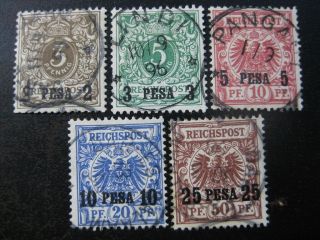 East Africa German Colony Mi.  1 - 5 Rare Stamp Set Cv $240.  00