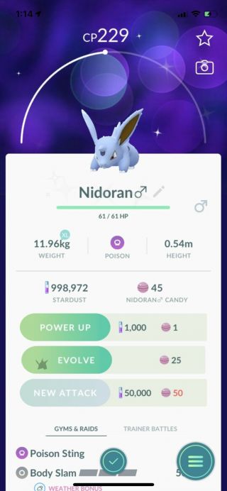 Pokemon Go Shiny Male Nidoran Rare