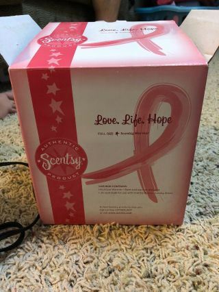 Scentsy Warmer Love,  Life,  Hope Breast Cancer Pink Ribbon Full Size.  Rare