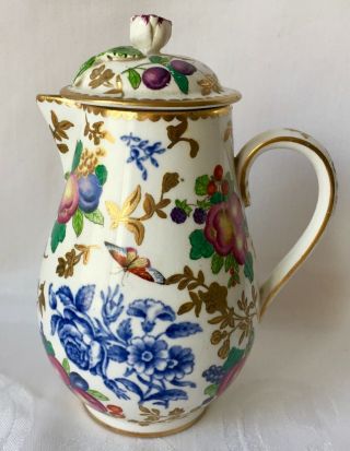 Exquisite & Rare Booths Silicon China Floral Creamer Milk Jug,  Butterflies Fruit