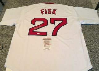Carlton Fisk Signed Boston Red Sox Jersey W/ Rare “beantown”front Jsa Certified
