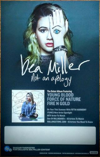 Bea Miller Not An Apology Ltd Ed Discontinued Rare Poster,  Pop Rock Poster