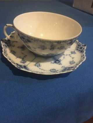 Royal Copenhagen Blue Fluted Full Lace RARE TeaCup and Saucer 1130 4