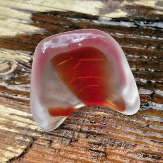 Sea Glass Rare Flashed Art Glass Chocolate On Clear
