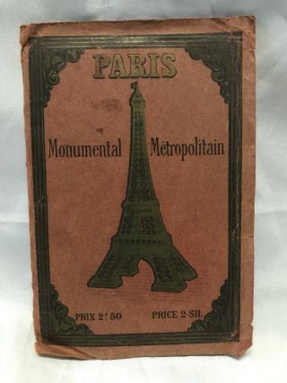 Very Rare Paris Map Monumental Metropolitan Eiffel Tower France Monuments