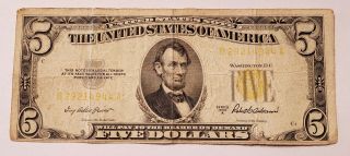 Rare 1953 A 5.  00 Five Dollar Bill Yellow Gold Seal Legal Tender Note