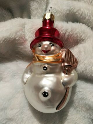 Rare 92 - 067 - 0 Christopher Radko Littlest Snowman Glass Christmas Ornament 4 "