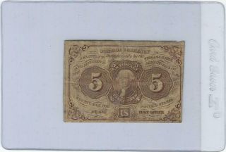 1862 Us Postage 5 Cent Bill George Washington Rare