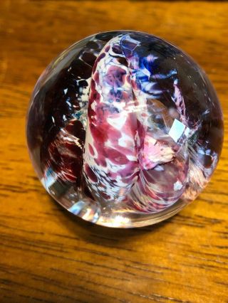 Rare Vintage Handmade Glass Marble Contemporary Glass Marble 1.  86 Signed