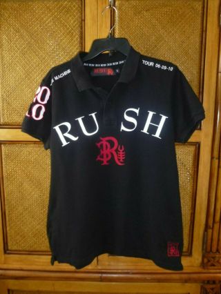 Rush Rare Official Tour Concert Polo Shirt 2010 Time Machine Mens Sz.  L Black