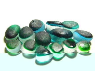 14 Multi S - M/l Jewel Green 0.  9oz Jq Rare Seaham English Sea Glass