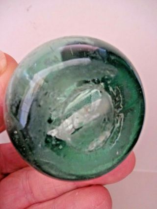 SMALL 19thC RARE VICTORIAN GREEN GLASS DUMP PAPERWEIGHT 