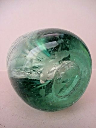 SMALL 19thC RARE VICTORIAN GREEN GLASS DUMP PAPERWEIGHT 