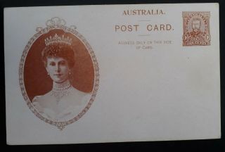 Rare 1911 Australia 1d Chestnut Kgv Full Face Queen Mary Postcard
