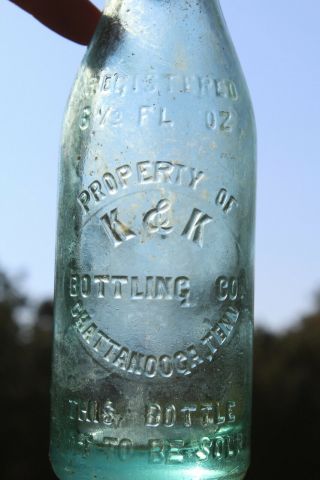 K&k Bottling Co.  Chattanooga Tennessee Embossed Bottle Tenn Tn Circle Slug Rare