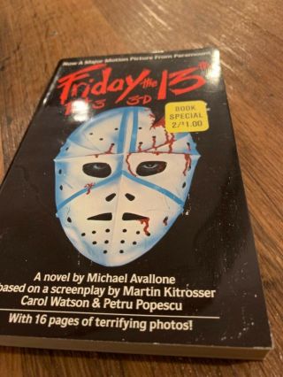 Friday the 13th Part 3 3 - D paperback 1982 Michael Avallone Horror RARE 3D 2