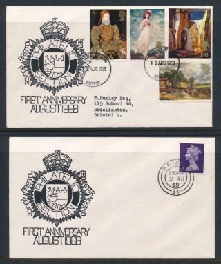 Gb 1968 Paintings,  Rare Bristol Police Illustrated Fdc & 1968 3d Fdc