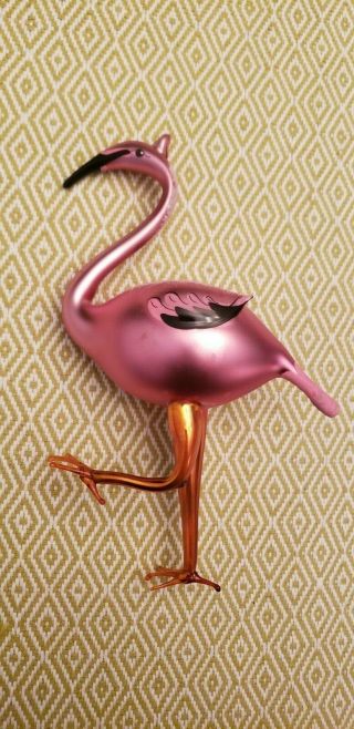 Rare Christopher Radko Pink Flamingo Hand Crafted Ornament Euc